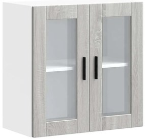 vidaXL Armário de parede de cozinha porta de vidro Porto cinza sonoma