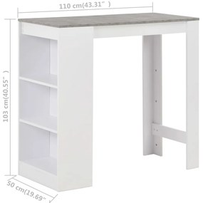 Mesa de bar com prateleira branco 110x50x103 cm
