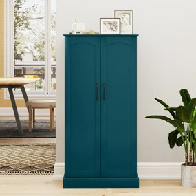 Armário de despensa cozinha 60 x 40 x 120 cm com 2 portas e 16 prateleiras Verde