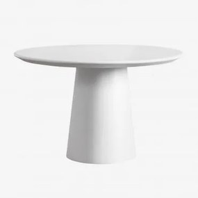 Mesa De Comedor Redonda En Cemento (ø120 Cm) Noemi Branco - Sklum