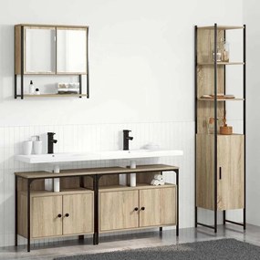 Conjunto de Móveis para Banheiro 4 pcs Carvalho sonoma Médio