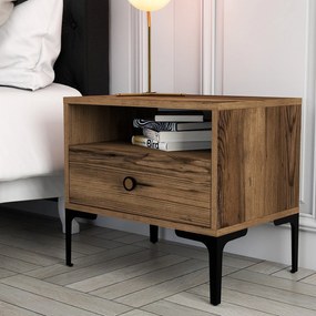 Mesa de Cabeceira Lizbon500 – Nogueira – 56x50,8x40 cm
