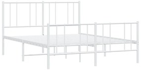 Estrutura de cama com cabeceira e pés 135x190 cm metal branco