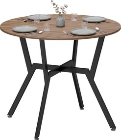 HOMCOM Mesa de Cozinha Redonda Mesa de Jantar Estilo Industrial com Bancada de Madeira e Estrutura de Aço Ø90x76 cm Marrom e Preto | Aosom Portugal