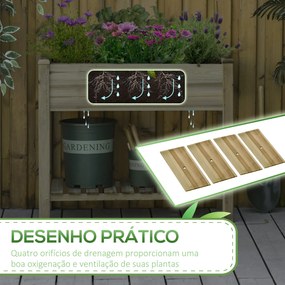 Horta Vertical de Madeira com Prateleira 91x51x76cm Mesa de Cultivo Re