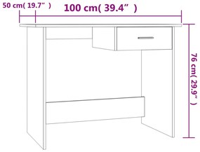 Secretária Simple. com 1 Gaveta de 100 cm - Carvalho - Design Minimali