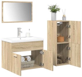 vidaXL 4 pcs conj. móveis casa banho derivados madeira carvalho sonoma