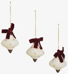 Pack De 3 Enfeites De Natal Em Papel Machê Jauvons Gardénia Branco - Sklum