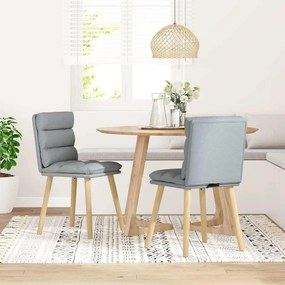 Cadeiras de jantar 2 pcs tecido cinzento-claro
