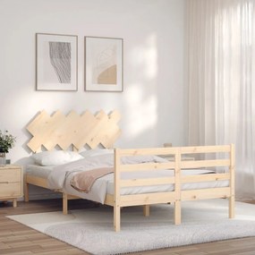 3195256 vidaXL Estrutura de cama de casal c/ cabeceira madeira maciça