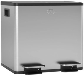 Balde de Lixo de Cozinha com 2 Compartimentos 2x15L Cubo de Lixo de Aç