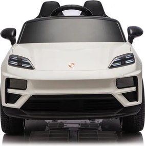Carro elétrico para crianças até 5 anos Porsche Macan Turbo 12V, com bateria de lítio, Pneus de borracha, Controle remoto Branco
