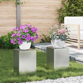 vidaXL Suportes para Plantas Externos Pilar 2 pcs 24x24x35 cm Aço Galvanizado