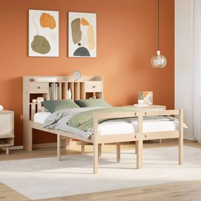 vidaXL Cama com estante sem colchão 120x200 cm pinho maciço