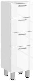 kleankin Móvel Auxiliar Casa de Banho Moderno Móvel de Armazenamento Casa de Banho com 4 Gavetas Anti-Tombo 30x30x93 cm Branco