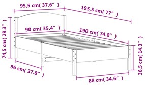 Cama sem colchão 90x190 cm madeira de pinho maciça