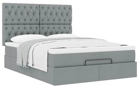 Estrutura de cama otomana com colchão 140x190 cm cinzento claro