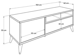 Móvel de TV "Cesar" – Branco – 150 x 53 x 40 cm – Design Moderno