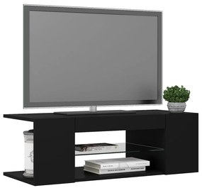 Móvel de TV com luzes LED 90x39x30 cm preto