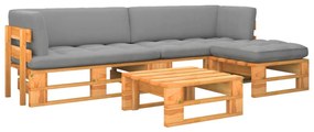 vidaXL 4 pcs conjunto lounge paletes pinho impregnado castanho mel
