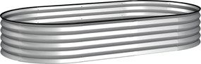 Outsunny Jardineira elevada em aço galvanizado canteiro de jardim borda de borracha 181 x 93 x 30 cm prata | Aosom Portugal
