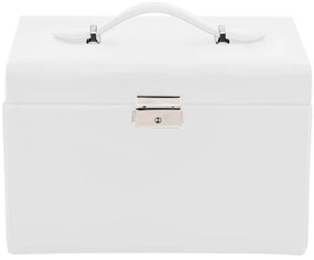 Caixa para jóias de 3 camadas com espelho com fechadura Branco