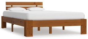 vidaXL Estrutura cama c/ cabeceira 140x200cm pinho maciço castanho-mel