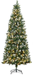 HOMCOM Árvore de Natal com Luzes LED Artificial 1051 Ramos 45 Pinhas e Base Dobrável Ø100x230 cm Verde | Aosom Portugal