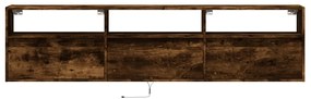 Móvel de parede p/ TV c/ luzes LED 180x31x45 cm carvalho fumado