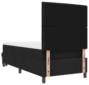 Cama Box com Colchão e Banco Preto 100x200 cm Tecido