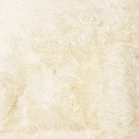 Tapete shaggy de pelo alto NAVARRA 120x120 cm poliéster creme