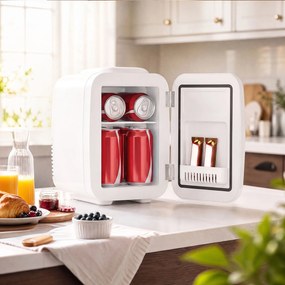 Mini-frigorífico portátil com função de refrigeração e aquecimento, 12 V/230 V, 4 L, 28 x 20,5 x 29,5 cm, branco