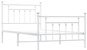 Estrutura de cama com cabeceira e pés 100x190 cm metal branco