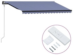 vidaXL Toldo retrátil automático 400x300 cm azul e branco