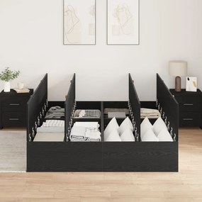 Cama com Arrumação vidaXL Madeira Preta 140x200 cm