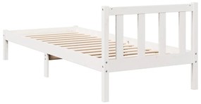 Cama extra longa sem colchão 90x220 cm pinho maciço branco