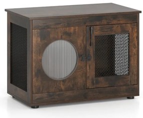 Móvel para caixa de areia para gatos ou jaula caes pequenos 82 x 47 x 60 cm com grades metálicas Porta transparente Café