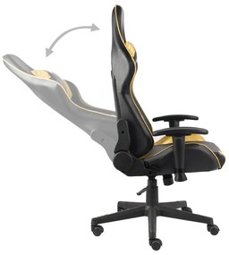 Cadeira de gaming giratória PVC dourado