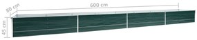 Canteiro elevado de jardim aço galvanizado 600x80x45 cm verde