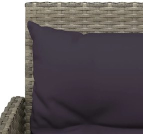 2 pcs conjunto de sofás formato L c/ almofadões vime PE cinza