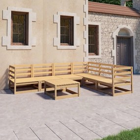 vidaXL 7 pcs conjunto lounge de jardim pinho maciço