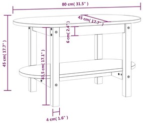 Mesa de centro 80x45x45 cm madeira de pinho maciça cinzento