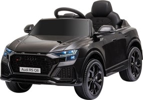 Carro elétrico infantil com licença oficial Audi RS Q8, veículo elétrico com controlo remoto, USB, Bluetooth, preto