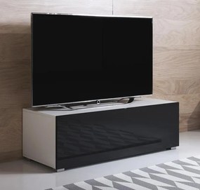 Móvel TV Vila Cova – 100x32 cm – Branco e Preto com Pés – Design Moder