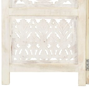 Biombo esculp. mão 5 painéis 200x165cm mangueira maciça branco
