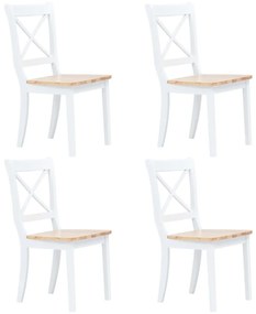 Cadeiras de jantar 4pcs seringueira maciça branco/madeira clara