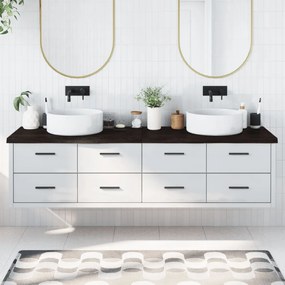 Bancada p/ WC 200x60x(2-4)cm madeira tratada maciça castanho