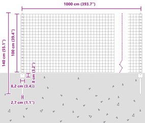 Cerca Europeia com 10 Estacas Cinza 1x10 m Aço