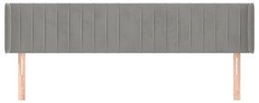 Cabeceira de cama c/ abas veludo 203x16x78/88 cm cinzento-claro