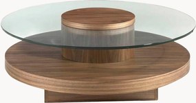 Mesa de centro redonda com tampo de vidro e prateleira Cecil